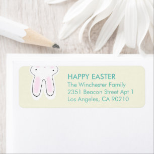 Happy Easter teal cream cute funny bunny address