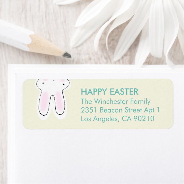 Happy Easter teal cream cute funny bunny address (Insitu)