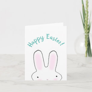 Happy Easter teal funny bunny custom script cute Card