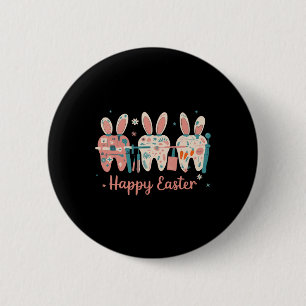 Happy Easter Teeth Tooth Rabbit Ears Dental Dentis 6 Cm Round Badge