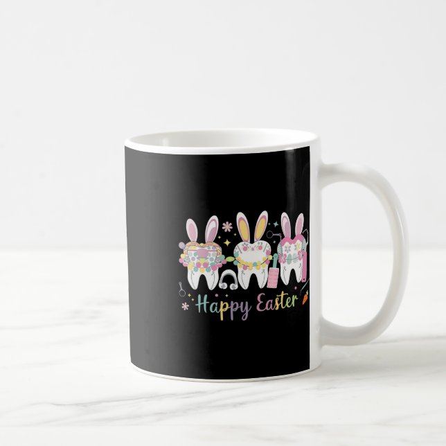 Happy Easter Teeth Tooth Rabbit Ears Dental Dentis Coffee Mug (Right)