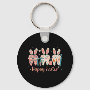 Happy Easter Teeth Tooth Rabbit Ears Dental Dentis Key Ring