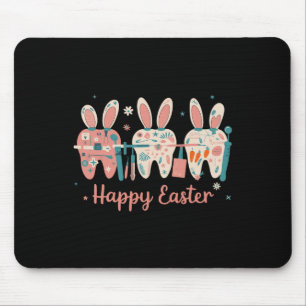 Happy Easter Teeth Tooth Rabbit Ears Dental Dentis Mouse Mat