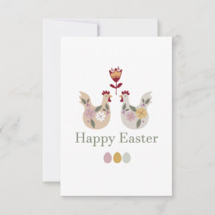 Happy Easter templates with eggs, flowers, chicken