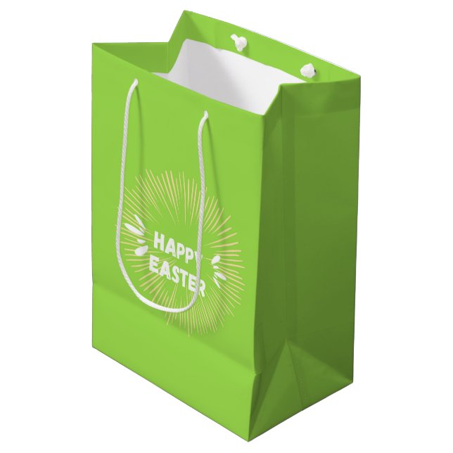 Happy Easter text on green Medium Gift Bag (Front Angled)