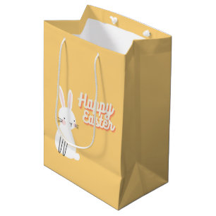 Happy Easter text with bunny orange Medium Gift Bag