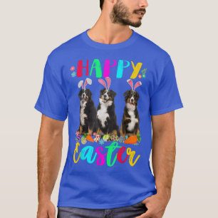 Happy Easter Three Bernese Mountain Wearing Bunny  T-Shirt