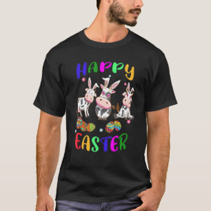 Happy Easter  Three Bunny Cows Hunting Eggs T-Shirt