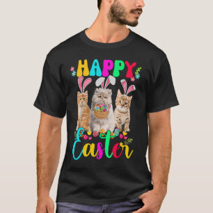 Happy Easter Three Cat Wearing Bunny Ear Bunny Cat T-Shirt