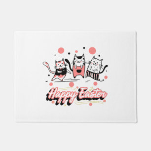 Happy Easter Three Cat Wearing Bunny Kitty Kitten  Doormat