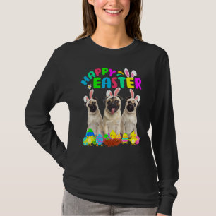Happy Easter Three Pug Wearing Bunny Ear Pug T-Shirt