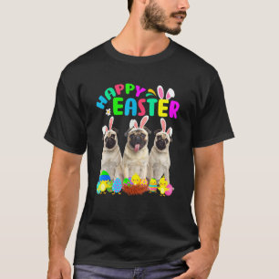 Happy Easter Three Pug Wearing Bunny Ear Pug T-Shirt