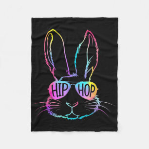 Happy Easter Tie Dye Bunny Sungles Hip Hop Men Wom Fleece Blanket