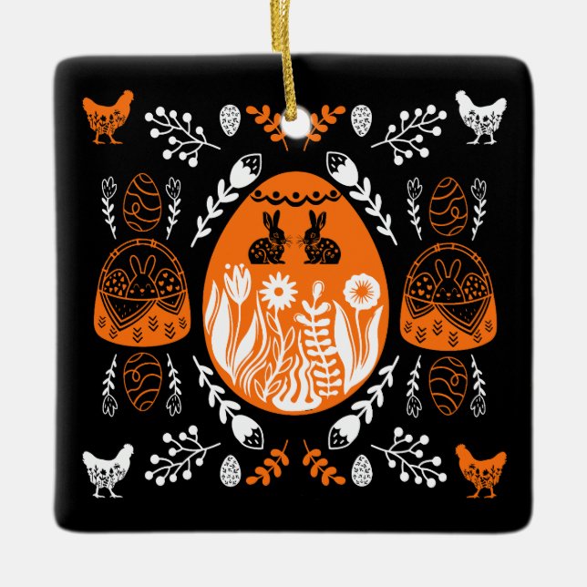 Happy Easter Time Holiday Gift Ceramic Ornament (Front)
