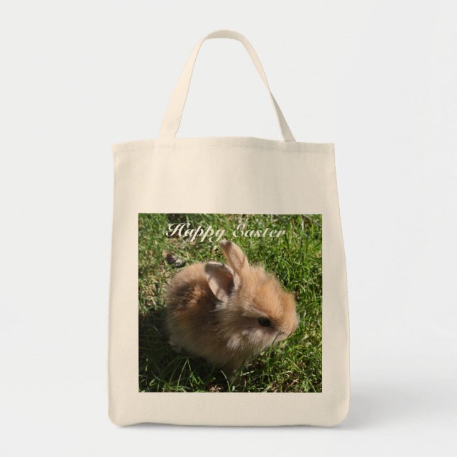 Happy Easter Tiny Bunny Tote Bag (Front)