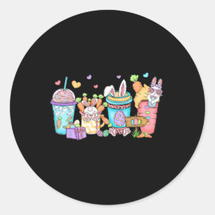 Happy Easter Tis The Season Bunny Coffee Latte Ice Classic Round Sticker