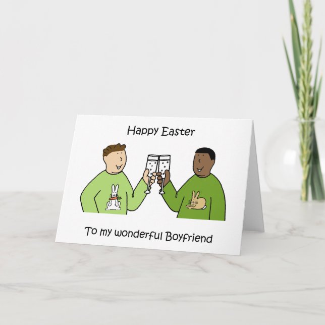 Happy Easter to Gay Interracial Boyfriend Card (Front)