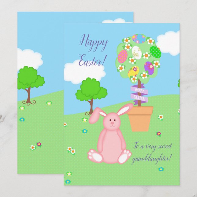 Happy Easter To Granddaughter Topiary Holiday Card (Front/Back)