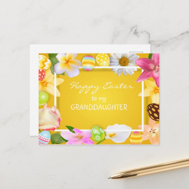 Happy Easter to my Granddaughter Postcard (Front/Back In Situ)