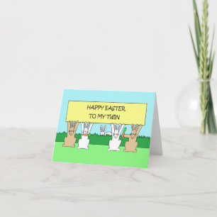 Happy Easter to My Twin Cartoon Bunnies Card