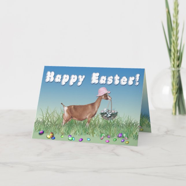 Happy Easter Toggenburg Goat Holiday Card (Front)