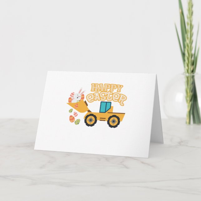 Happy Easter Tractor Gift Boys Kids Holiday Card (Front)