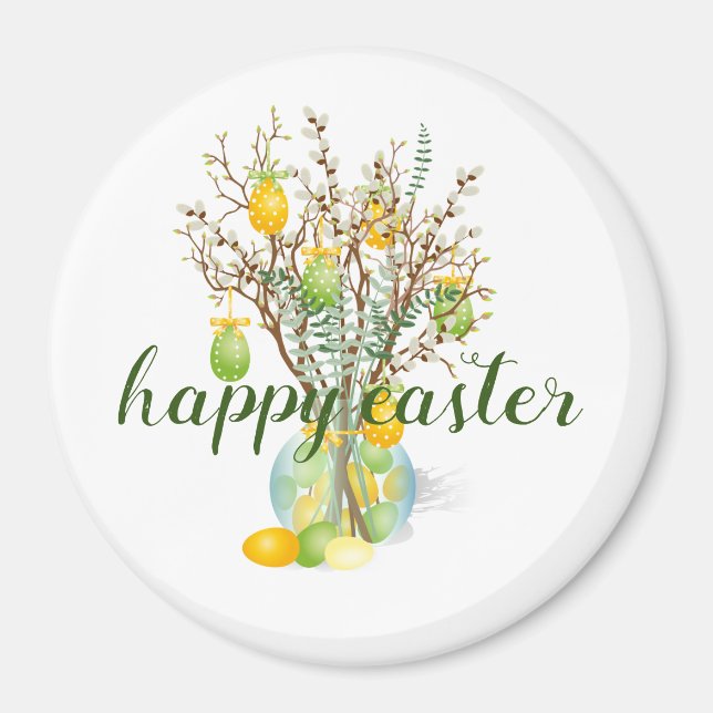  Happy Easter Tree,cute Classic Round  Magnet (Front)