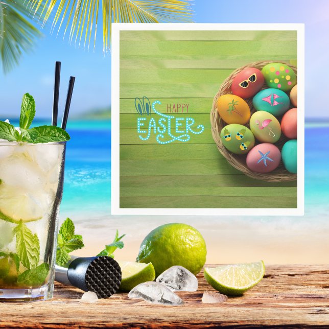 Happy Easter Tropical Beach Coastal Home Decor  Napkin (Creator Uploaded)