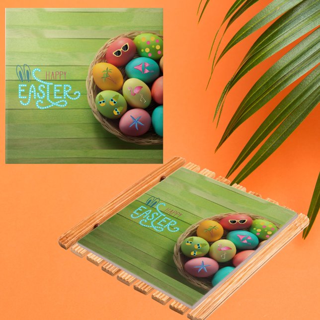 Happy Easter Tropical Beach Coastal Home Decor Tile (Creator Uploaded)