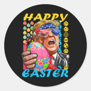 Happy Easter Trump Patriotic Bunny Flag Classic Round Sticker