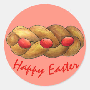 Happy Easter Tsoureki Greek Armenian Holiday Bread Classic Round Sticker