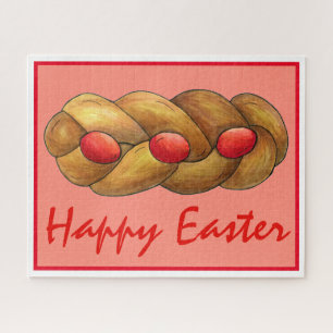 Happy Easter Tsoureki Greek Armenian Holiday Bread Jigsaw Puzzle