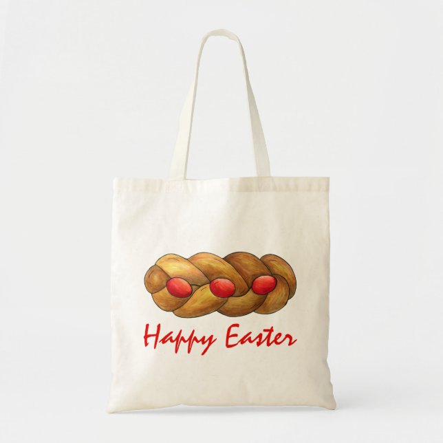 Happy Easter Tsoureki Greek Armenian Holiday Bread Tote Bag (Front)