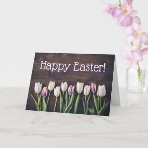 Happy Easter Tulip Flowers with Country Setting Card