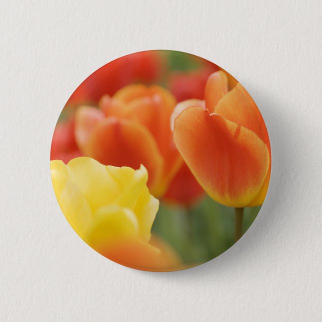 Happy Easter Tulips 6 Cm Round Badge (Front)