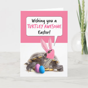 Happy Easter Turtle in Pandemic Face Mask Holiday Card
