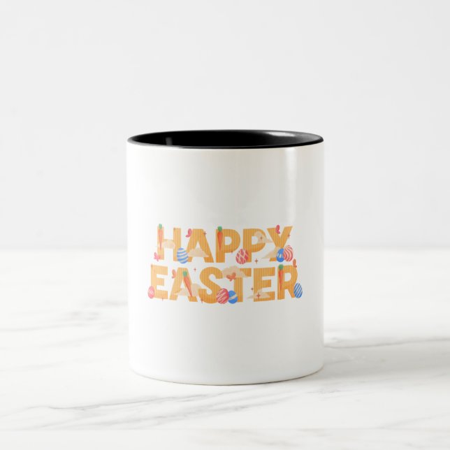 Happy Easter Two-Tone Coffee Mug (Center)