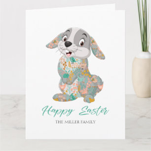 Happy Easter Typography Cute Bunny Card