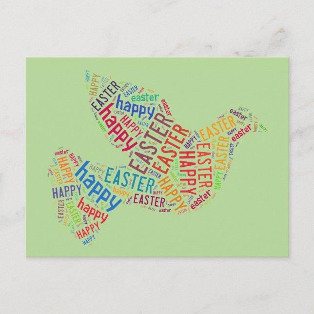 Happy Easter Typography Dove Spring Green Holiday Postcard (Front)