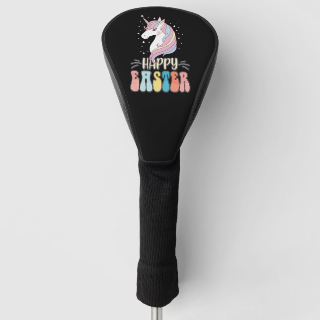 Happy Easter Unicorn Bunny Rabbit Eggs Golf Head Cover (Front)