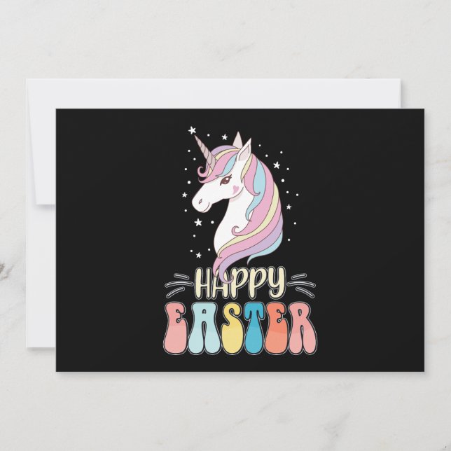 Happy Easter Unicorn Bunny Rabbit Eggs Invitation (Front)