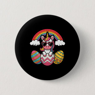 Happy Easter Unicorn With Colourful Eggs Matching 6 Cm Round Badge