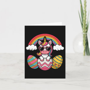Happy Easter Unicorn With Colourful Eggs Matching  Card