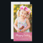 Happy Easter Vertical Photo Card<br><div class="desc">Send sweet greetings this Easter!  Photo Card features white text over a watercolor pink / peach background.  Easy to customise!  Please replace the template photo prior to purchasing. :)</div>