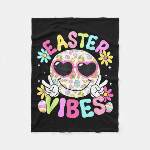 Happy Easter Vibes Cute Bunny Rabbit Bubble Gum Fa Fleece Blanket