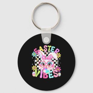 Happy Easter Vibes Cute Bunny Rabbit Bubble Gum Fa Key Ring
