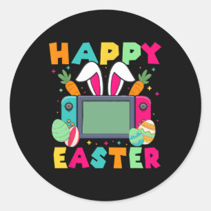 Happy Easter Video Game Bunny Gaming Controller Ga Classic Round Sticker