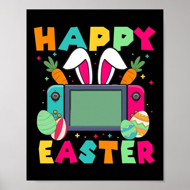 Happy Easter Video Game Bunny Gaming Controller Ga Poster (Front)