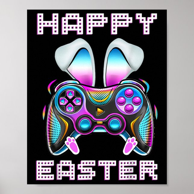 Happy Easter Video Game Controller Funny Gamer Boy Poster (Front)