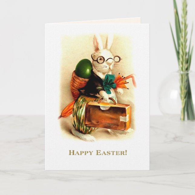 Happy Easter. Vintage Bunny  Holiday Card (Front)